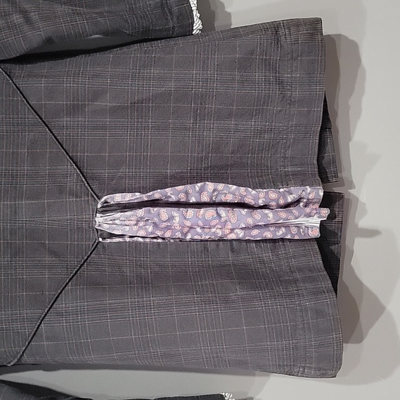 Free People Women's Gray Plaid Blazer Paisley Stripe Tail Size 2 - Picture 6 of 6